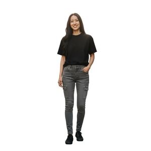 Spanx Cargo Jeggings Gray Skinny Pull On Pants Women's‎ Size S Pockets